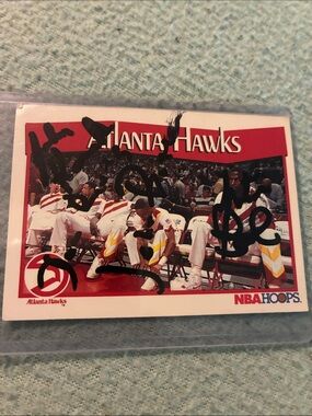 Atlanta Hawks NBA Hoops Autographed Team Card - Red, White, Yellow